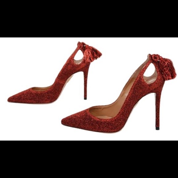 Aquazzura red glitter tassel pump - Picture 2 of 7